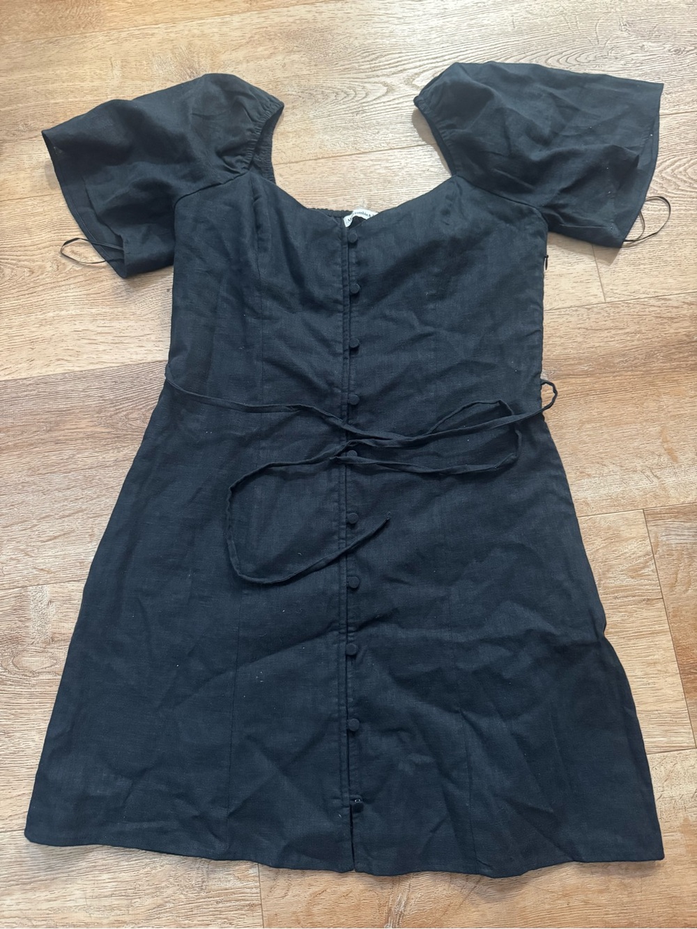 Abercrombie and fitch Black Puff-Sleeve Button-Front Dress